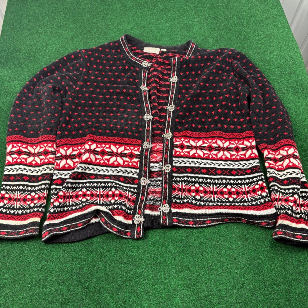 Croft & Barrow Cardigan Sweater Womens Medium Fair Isle Nordic‎ Christmas
